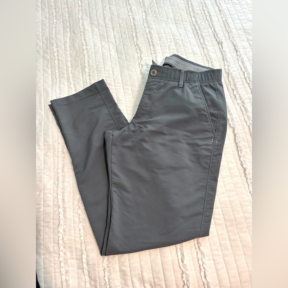 Under Armour Match Play Golf Pants Mens Size 34x32 Flat Front Gray Lightweight